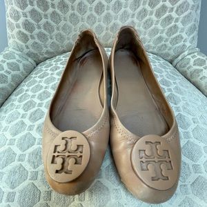 Worn Tory Burch nude/sand flats; size 7